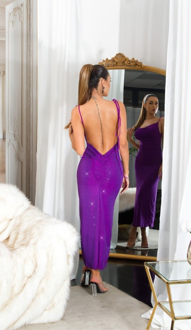Glitter Maxidress with open back Purple